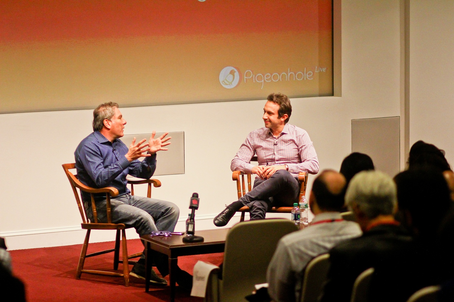 Ali Jaber, left, the Director of MBC Group Television delivers the keynote address at the Harvard Arab Weekend on Sunday afternoon.