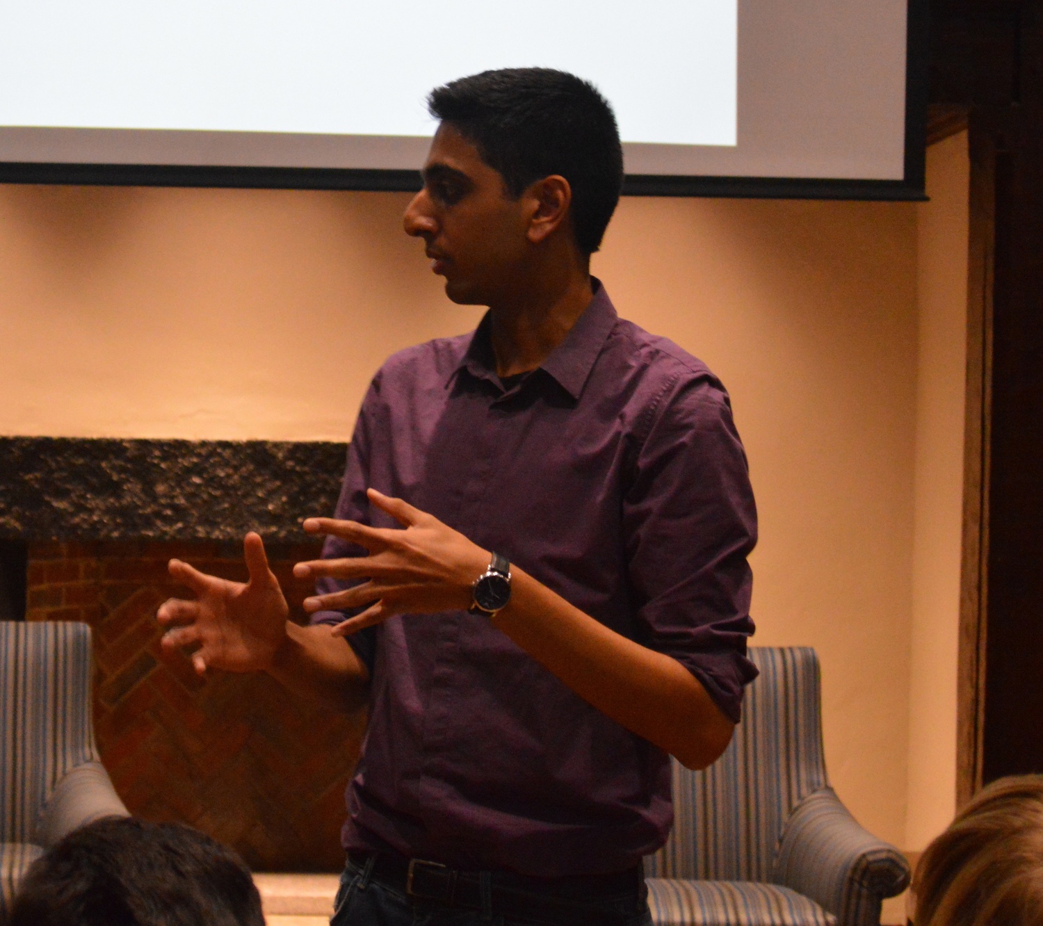 Dhruv Goyal '16 delivered an address on Monday evening to supporters of his ticket's bid for the UC presidency.