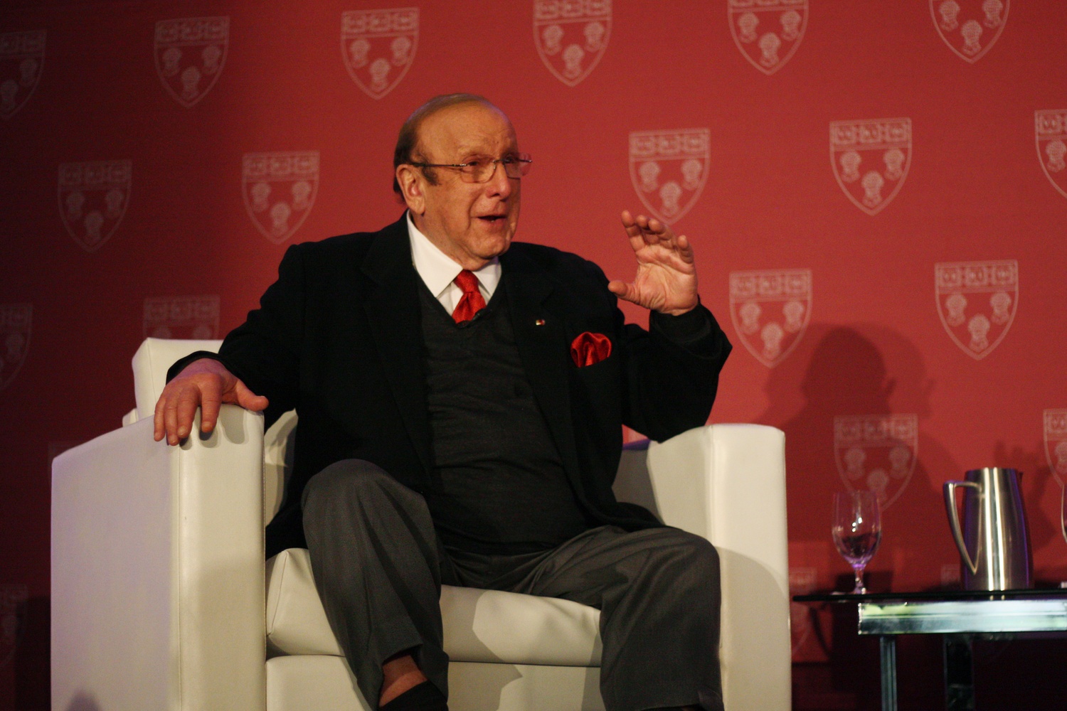 Clive Davis, Chief Creative Officer of Sony Music Entertainment and a graduate of Harvard Law School, discussed his career trajectory at Wasserstein Hall last week.