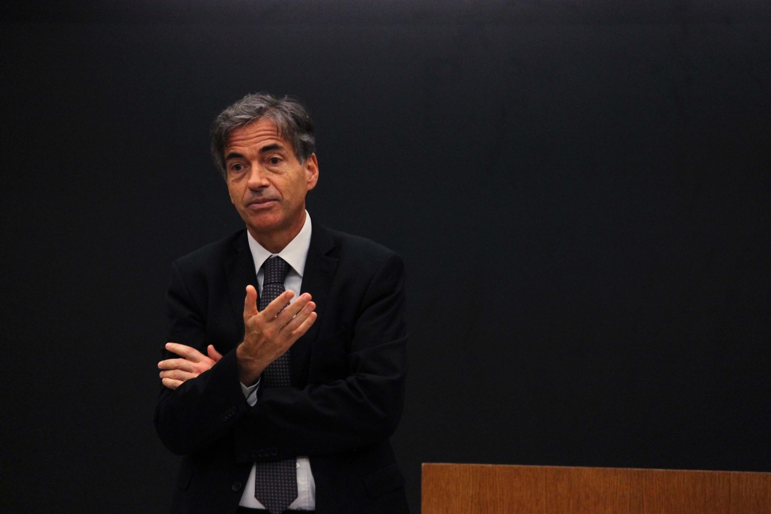 Luis Fernandes, vice-minister of sports for Brazil, speaks about how sports like the FIFA World Cup 2014 can impact the economy and people of Brazil on Monday afternoon in Wasserstein Hall. 