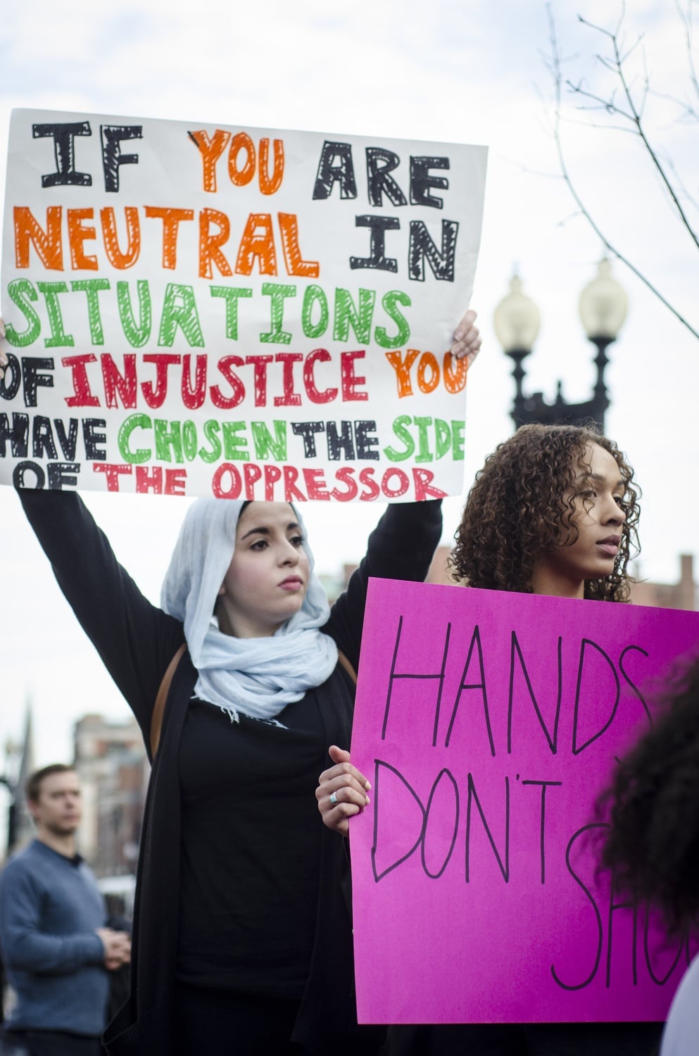 Cambridge Rindge and Latin students, led by their student body president Sydney Fisher and student organizer Mary Gashaw, protested racial inequality and injustice on Monday afternoon in Harvard Square.