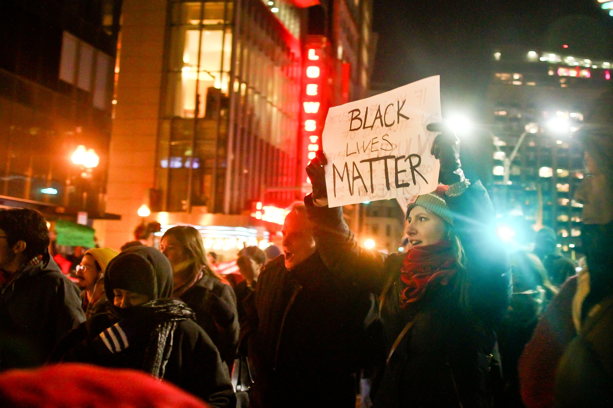 Protesters at the #EnoughIsEnough Eric Garner protest Thursday evening.