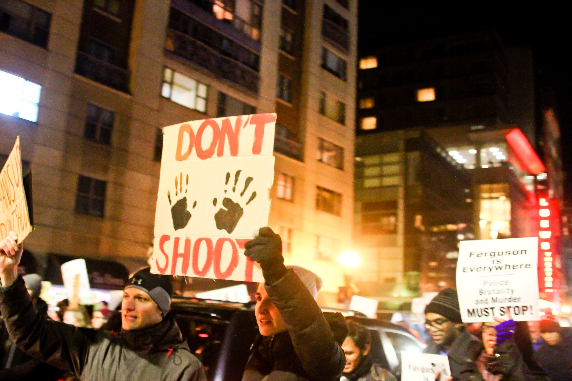 Protesters at the #EnoughIsEnough Eric Garner protest Thursday evening.