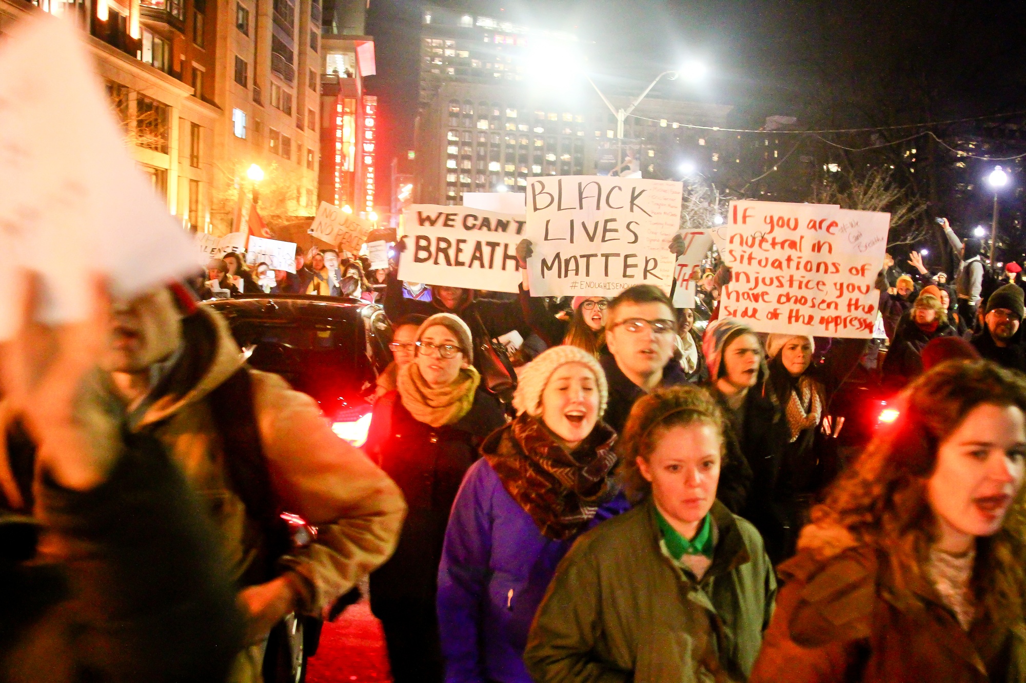 Protesters at the #EnoughIsEnough Eric Garner protest Thursday evening.
