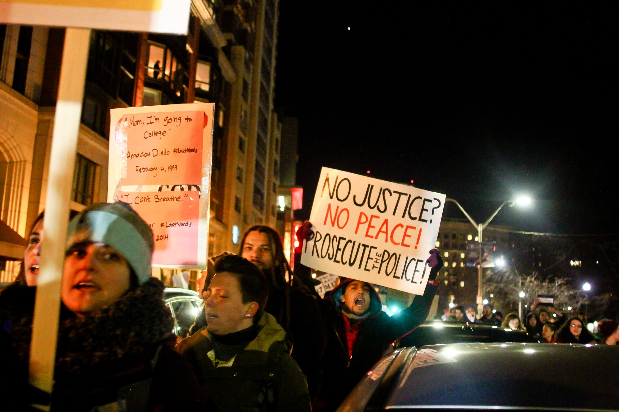 Protesters at the #EnoughIsEnough Eric Garner protest Thursday evening.