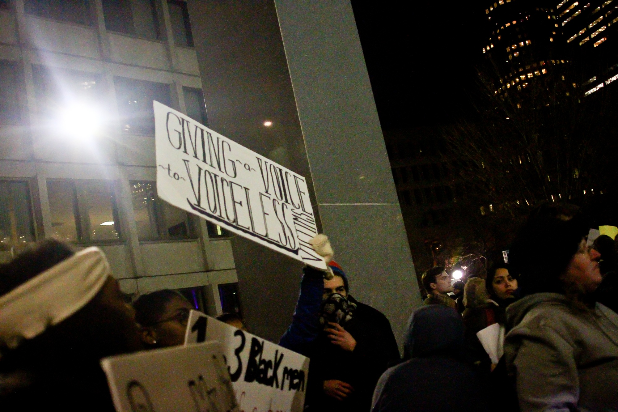 Protesters at the #EnoughIsEnough Eric Garner protest Thursday evening.