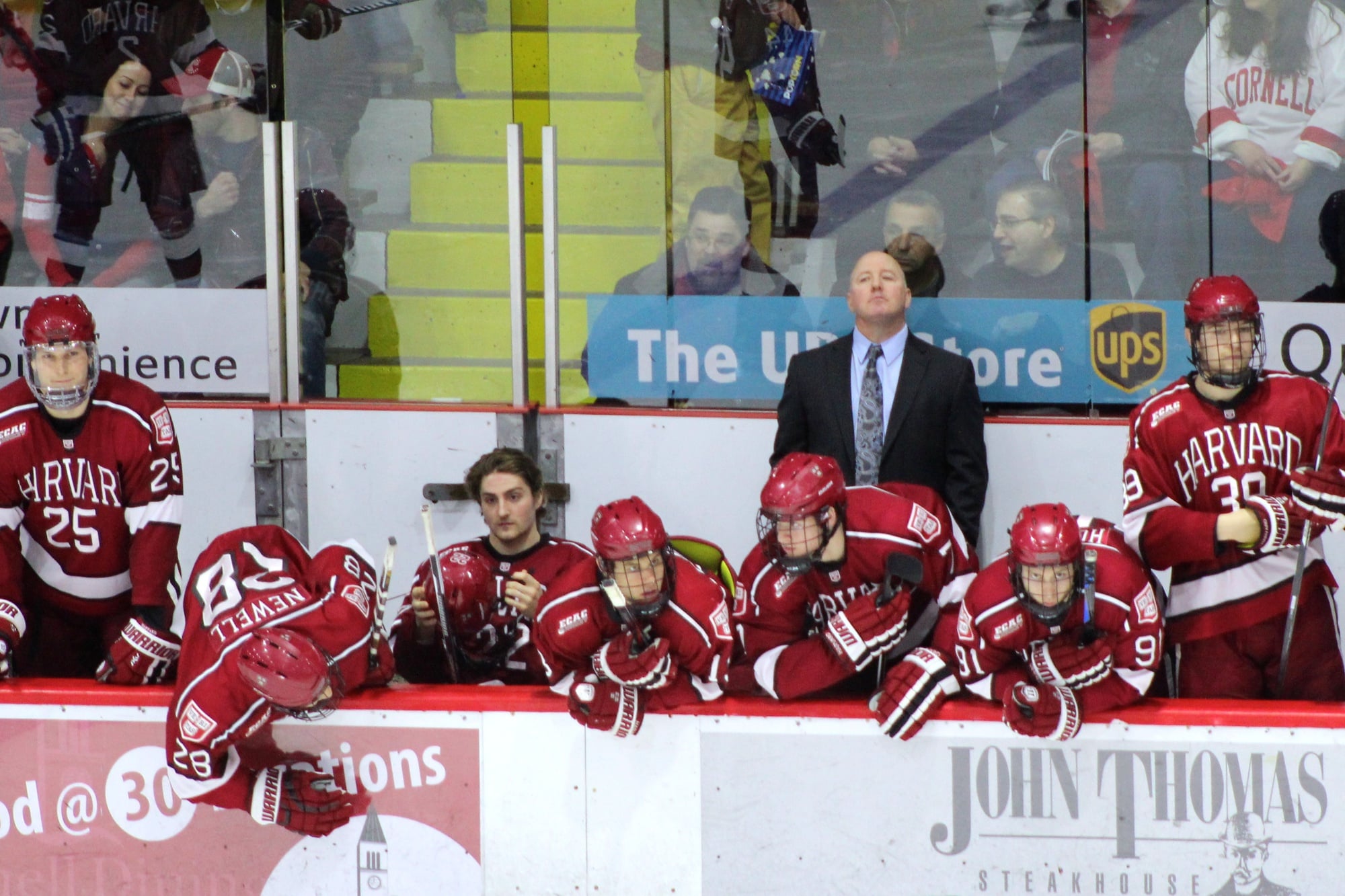 After losing junior defenseman Patrick McNally and sophomore forward Luke Esposito to injuries in the first period, Harvard coach Ted Donato '91 was forced to shuffle his lineup in a 3-2 loss to Cornell on Friday.