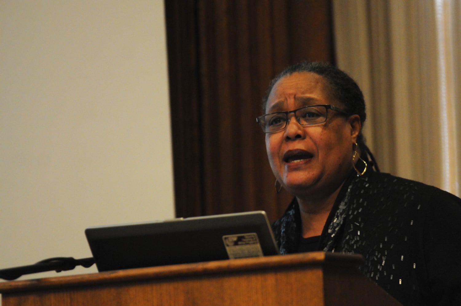 Professor Evelynn M. Hammonds, former Dean of the College, discusses "The Negro Scientist" by W.E.B. Du Bois and diversity in scientific research on Wednesday in the Barker Center.