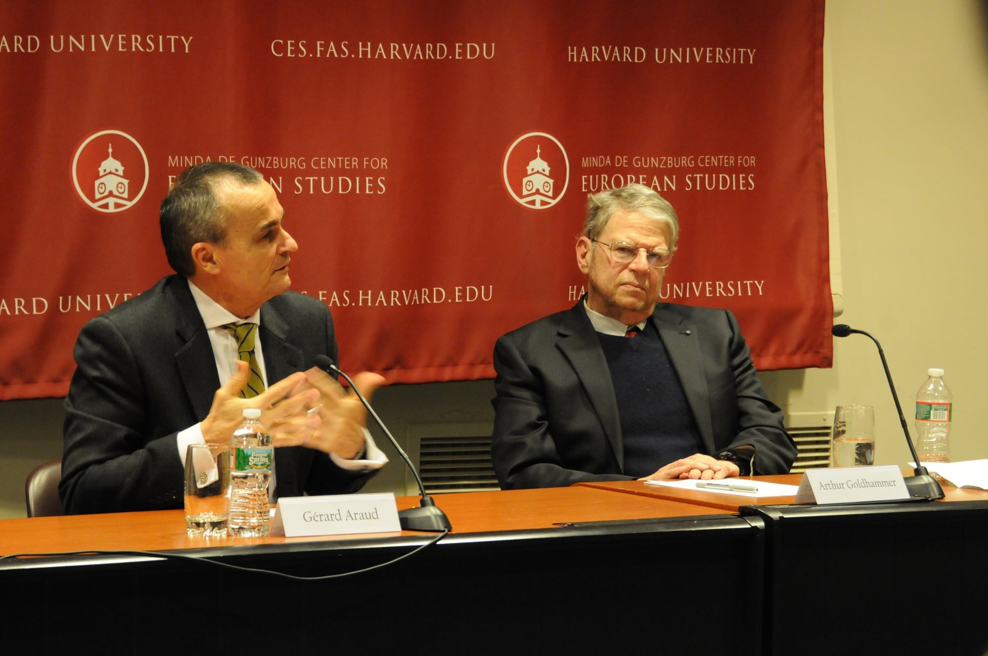 French Ambassador Gérard Araud and Arthur Goldhammer, senior affiliate at the Center for European Studies, facilitate a discussion about the events surrounding the attack on satire magazine Charlie Hebdo. 