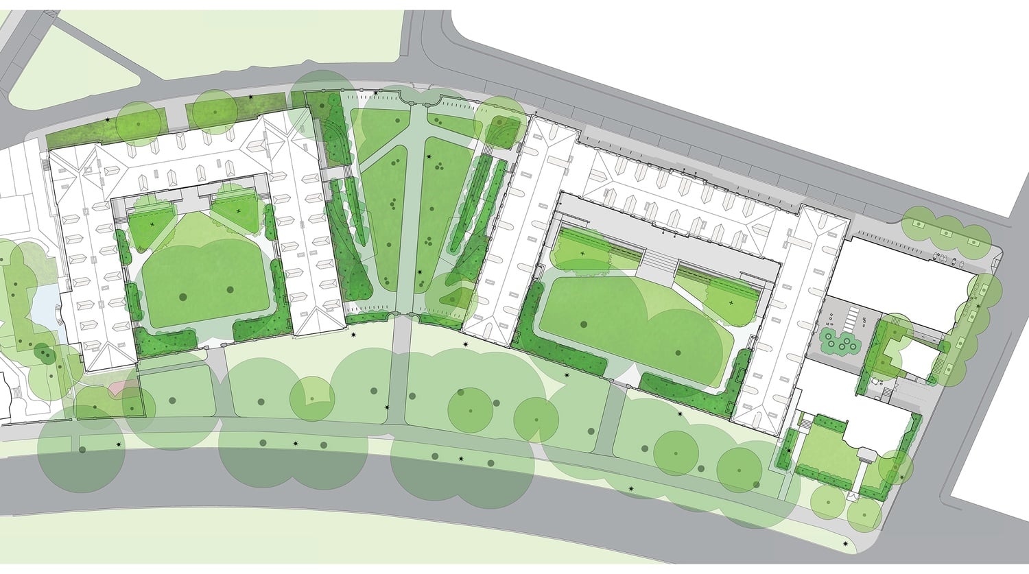 Renewal plans for Winthrop House, which is slated for renovation in 2016-2017, include a five-story addition to Gore Hall on Mill Street.