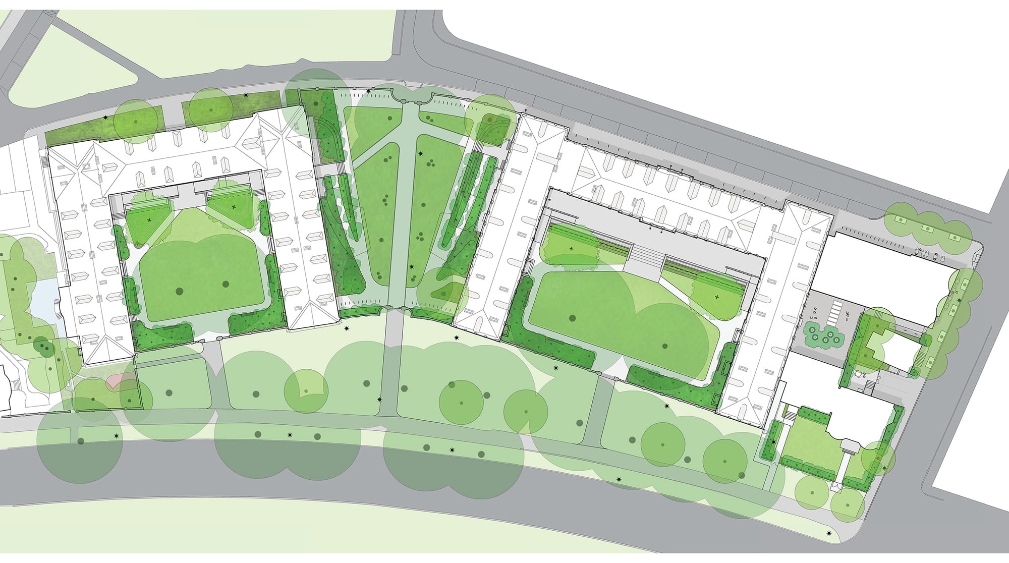 Renewal plans for Winthrop House, which is slated for renovation in 2016-2017, include a five-story addition to Gore Hall on Mill Street.