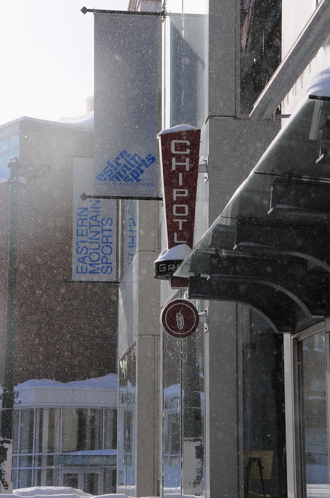 Chipotle withstands even the toughest of winter conditions to provide the joy of burritos to customers. Chipotle, a nationwide chain of Mexican food restaurants, is known for its famous burritos and stands at a convenient  location in the Square.