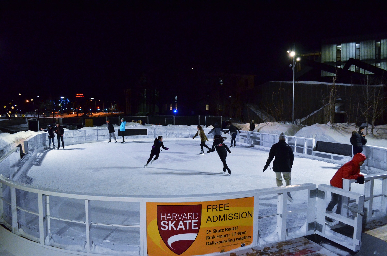 Freshmen brave freezing temperatures at the Class of 2018 Ice Skating Party on Thursday evening in the Science Center Plaza. The event was put on by the Freshman Dean's Office with free skate rentals, hot chocolate and s'mores.