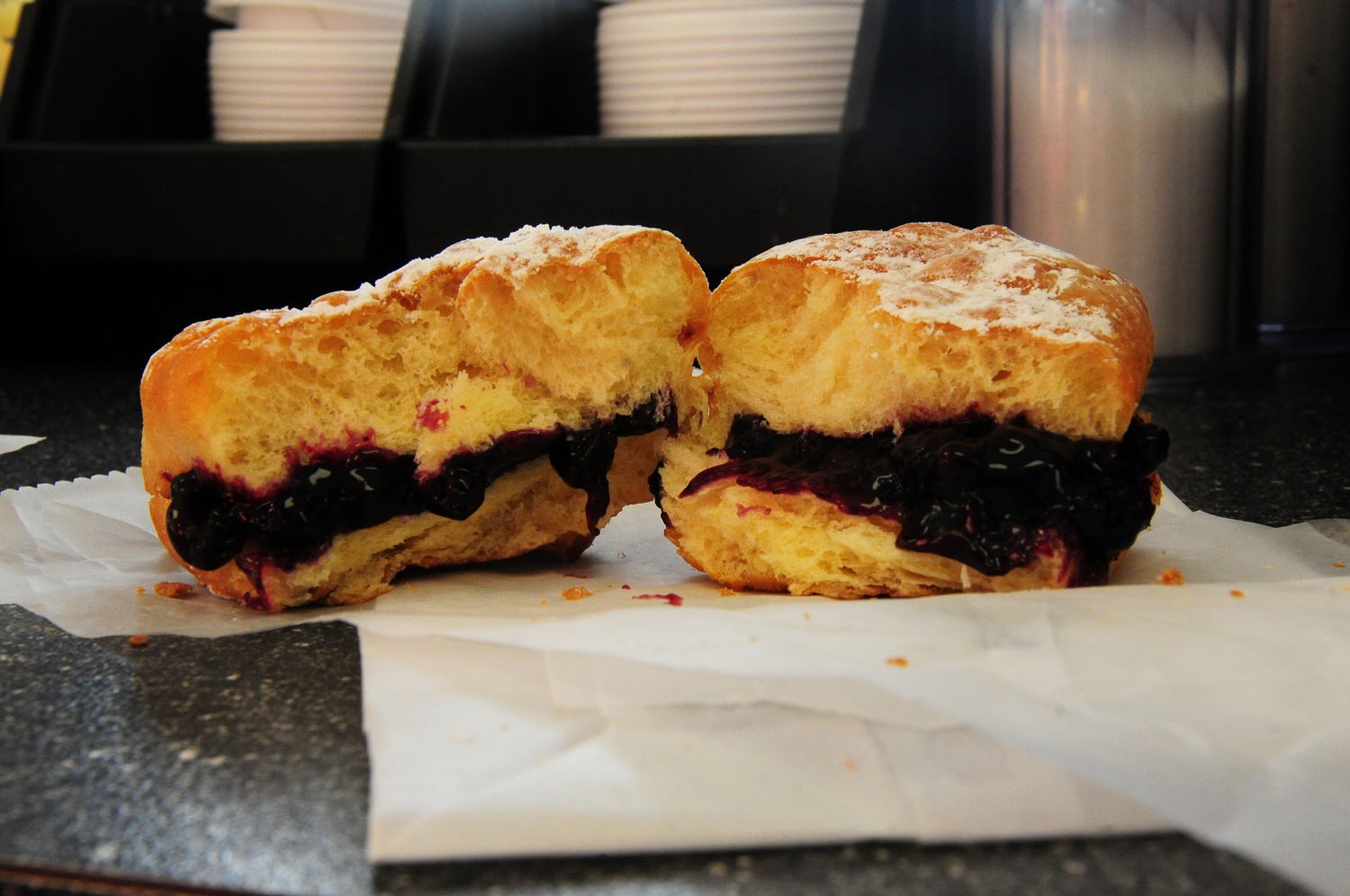 Ohlin's Bakery's blueberry donuts are airy, blueberry jelly-oozing pieces of heaven!