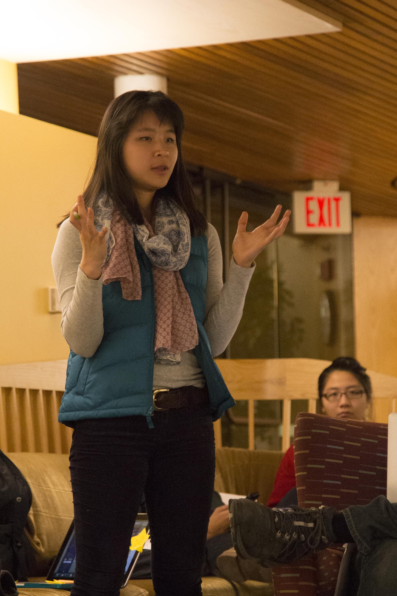 At the Undergraduate Council’s weekly meeting on Sunday, inactive news editor and UC Gender and LGBTQ Inclusivity Liaison Michelle S. Lee ’16 expresses satisfaction with the Council’s gender equity campaign, Side by Side, which is scheduled to launch on Monday.