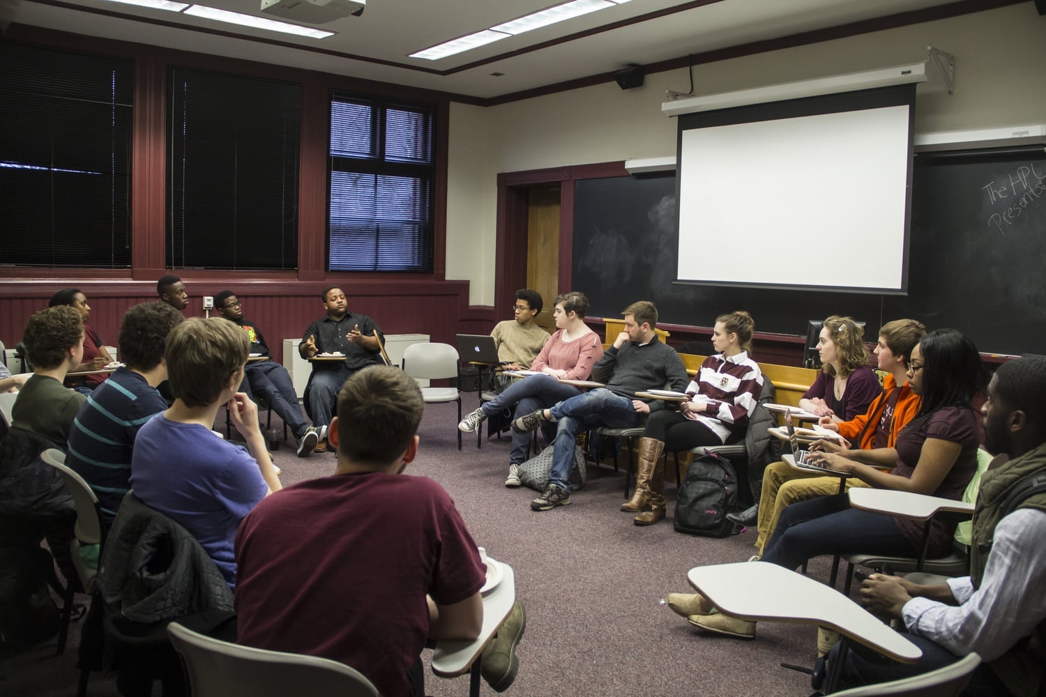 Students from the Harvard Black Men’s Forum, Black Students Association, and the Association of Black Harvard Women among other students discuss the state of race relations and race in the United States 50 years after the Selma to Montgomery marches.