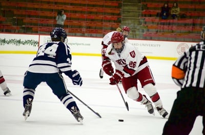 Cover image for February 27, 2015 - Harvard 2, Yale 1: The Crimson beat the Bulldogs in a closely-contested matchup in Game 1 of the ECAC Quarterfinals.