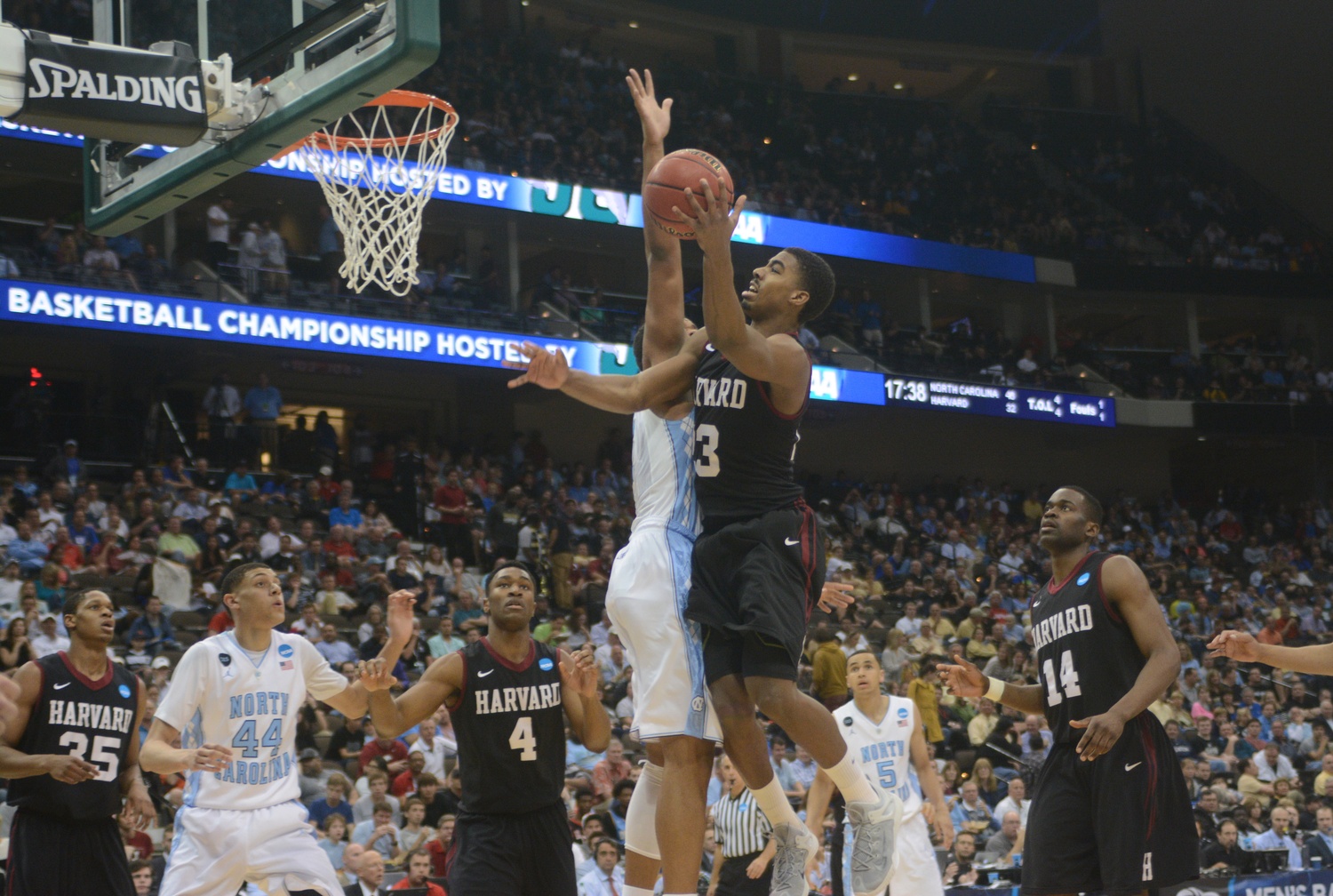 Despite Crimson senior wing Wesley Saunders's 26 points on 8-for-14 shooting, Harvard fell to North Carolina, 67-65.