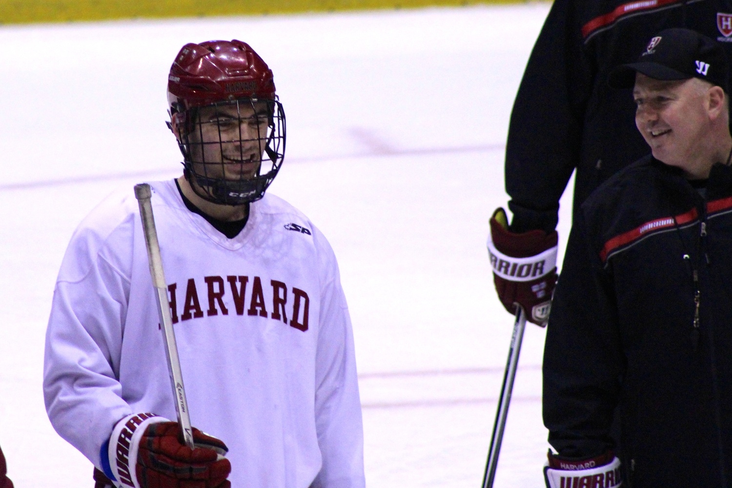 Patrick McNally and Harvard coach Ted Donato '91