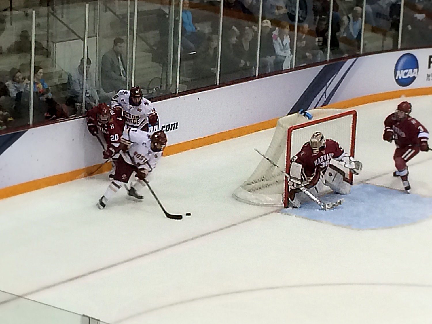 Crimson junior goalie Emerance Maschmeyer had 43 saves at Harvard advanced to the NCAA championship game for the first time since 2005.