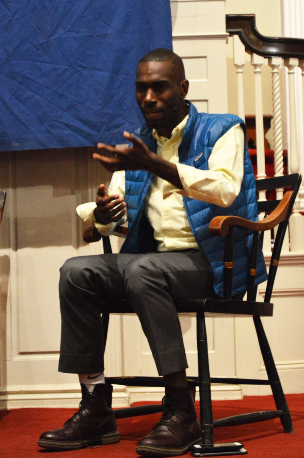 DeRay McKesson speaks at Cambridge Forum's "A People's History of Ferguson" about his experiences as a protester and activist in Ferguson, Missouri. McKesson was honored Thursday as a recipient of the 2015 Howard Zinn Freedom to Write Award.