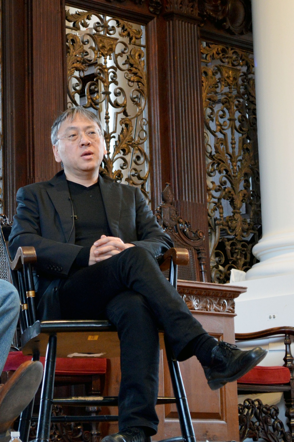 Acclaimed novelist Kazuo Ishiguro speaks at a Harvard Book Store signing event for his latest novel “The Buried Giant” in Memorial Church.