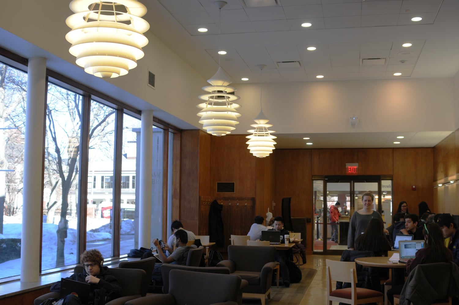 On a Thursday afternoon, many students chat and study in the Lamont cafe, a solid option for coffee on campus.  