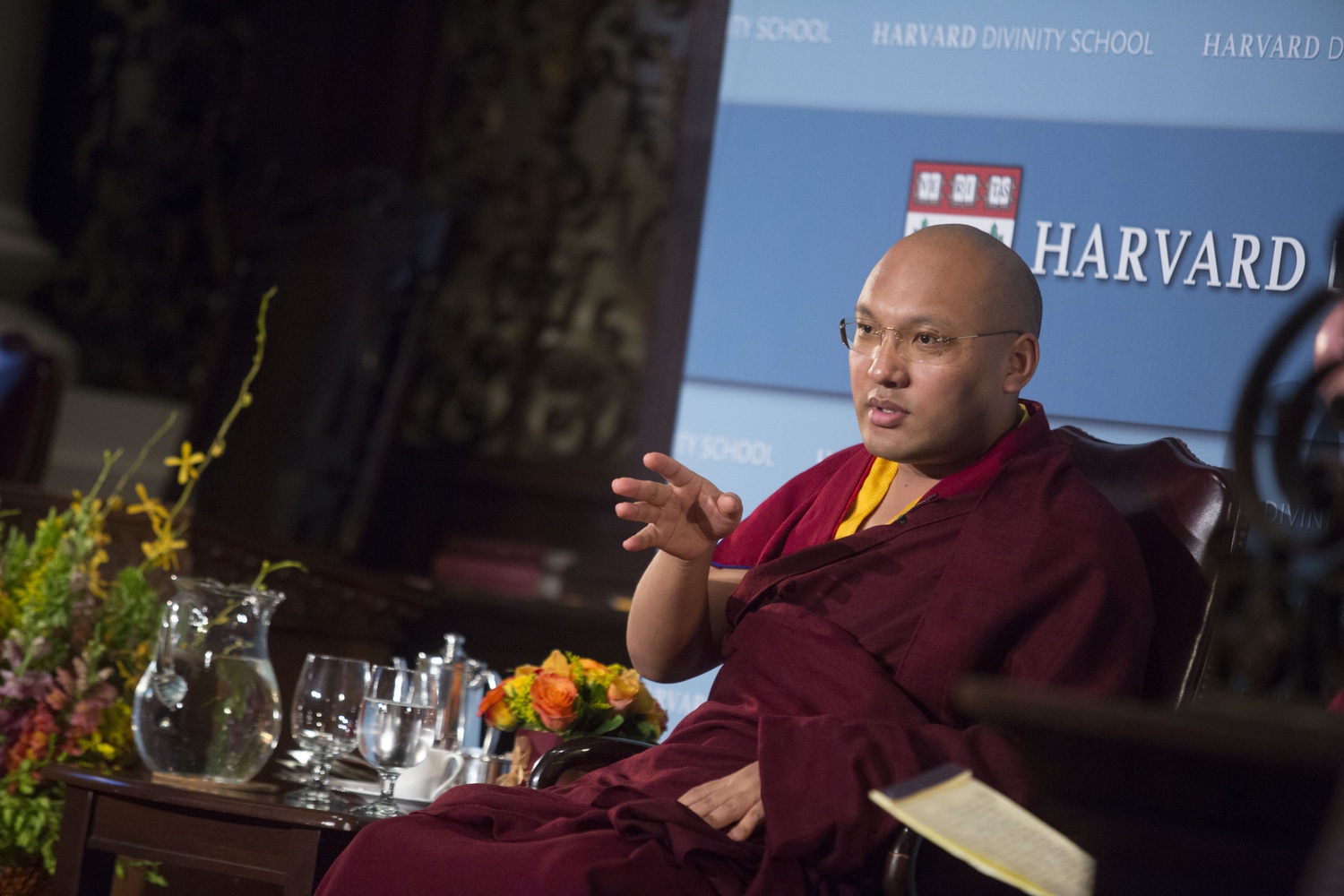 The Karmapa speaks to a packed Memorial Church about the importance of coexisting with all living beings. The event was hosted by the Harvard Divinity school and took place Thursday afternoon.