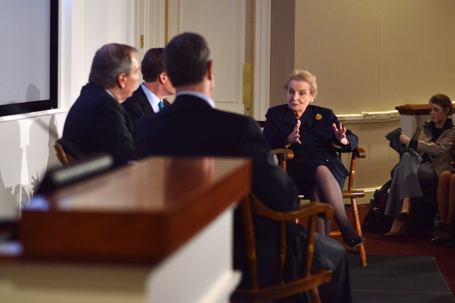 Dr. Madeleine K. Albright, former US Secretary of State, speaks of her diplomatic experiences with Slobodan Milošević and other episodes of difficult negotiation during her time with the Clinton Administration. Her account, one of many given on Thursday afternoon, was part of a larger project focused on diplomacy, negotiation, and statecraft organized by the Harvard Business School. 