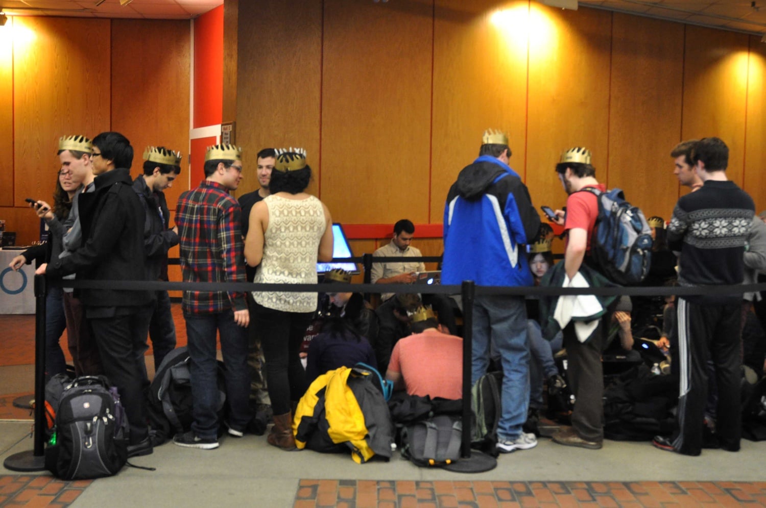Students wait in line in the Science Center for a pre-screening of the HBO series Game of Thrones sponsored by Philo in partnership with the Harvard Student Agencies and HBO.
Correction: A previous version of this caption specified that a Philo account manager was in the image. In fact, that caption was meant for a different image. 