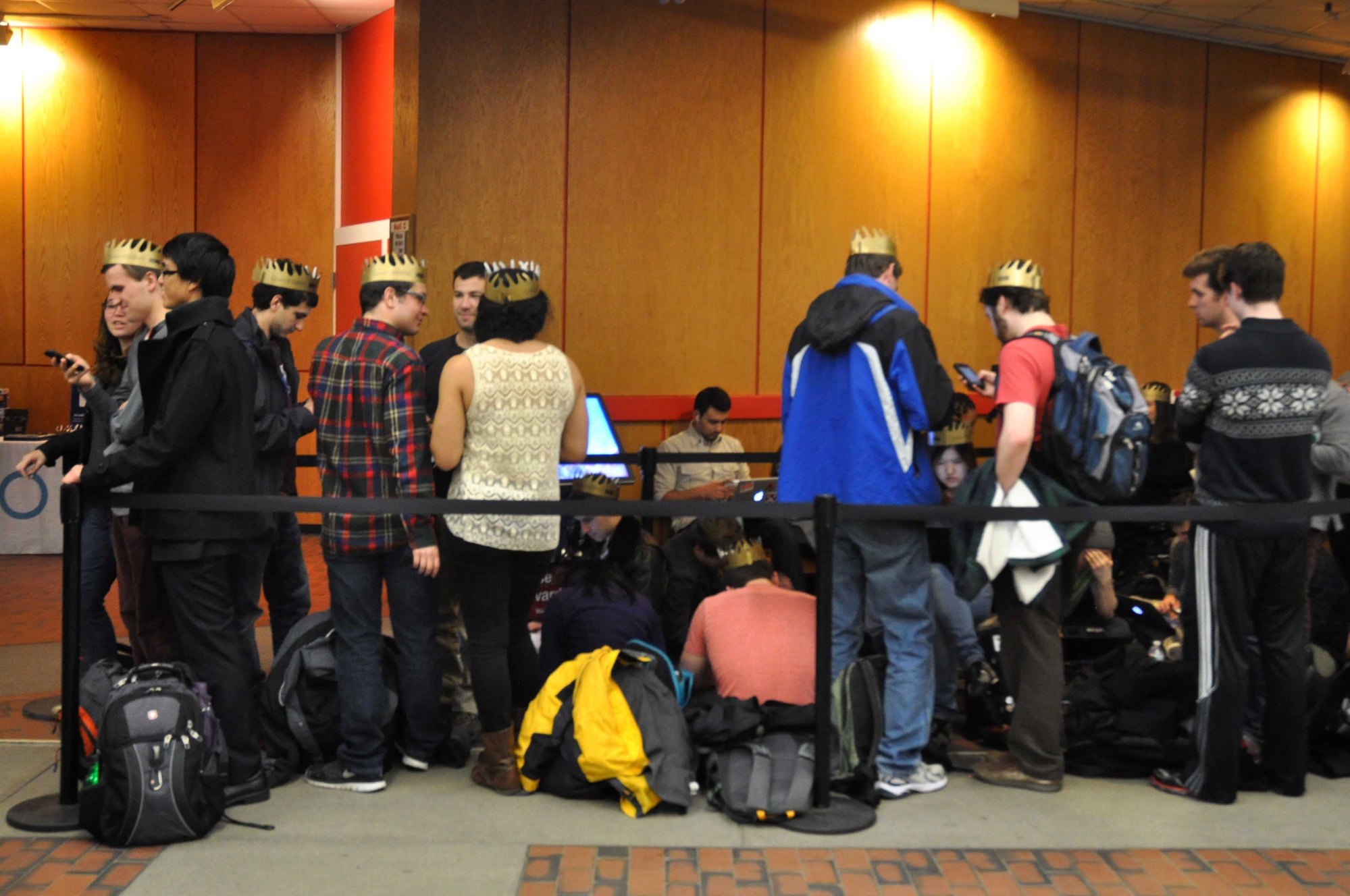Students wait in line in the Science Center for a pre-screening of the HBO series Game of Thrones sponsored by Philo in partnership with the Harvard Student Agencies and HBO.
Correction: A previous version of this caption specified that a Philo account manager was in the image. In fact, that caption was meant for a different image. 