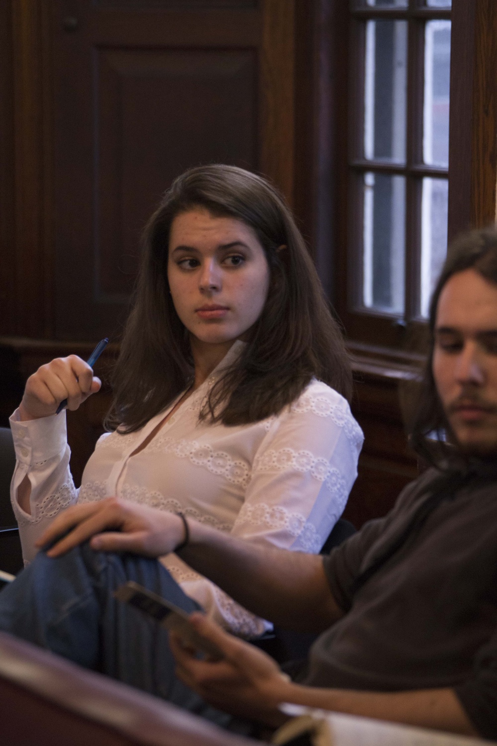 Lauren N. Reisig ’16 listens during an open forum about administrative changes at the Bureau of Study Counsel. Reisig voiced concerns about whether students with mental health concerns will need to attend University Health Services instead of the BSC. She said that she worries that students may not feel as comfortable going to UHS. UHS Director Dr. Paul J. Barreira responded by saying that the best way to deal with stigma regarding mental health is to attempt to change the perception of it.