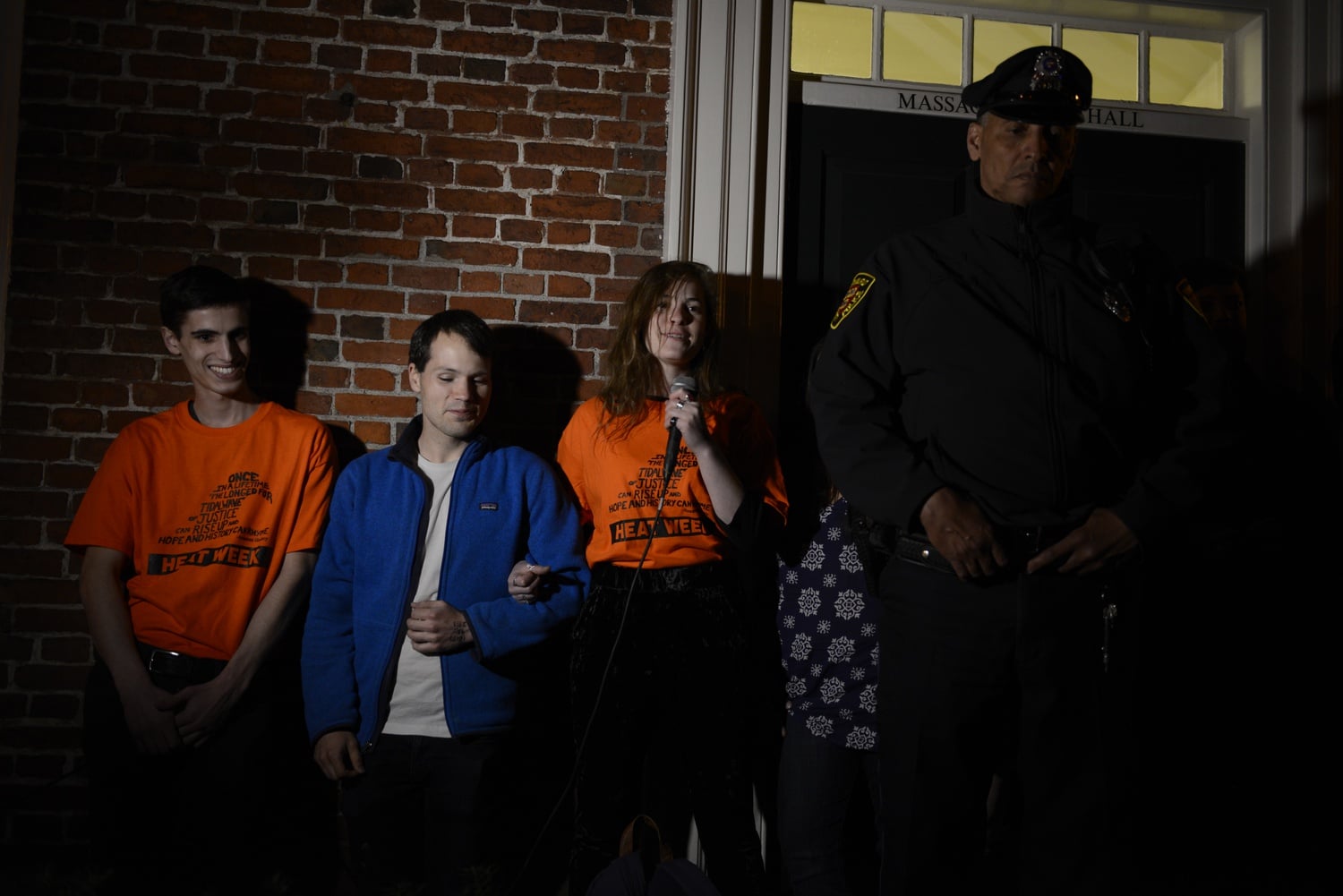 Students representing Divest Harvard speak about the movement.
