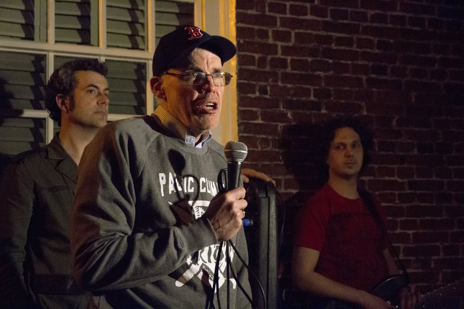 Environmental activist and former Crimson President Bill E. McKibben ’82 speaks about divestment to a crowd of at least 150 people during the first rally of Harvard “Heat Week” on Sunday evening.
