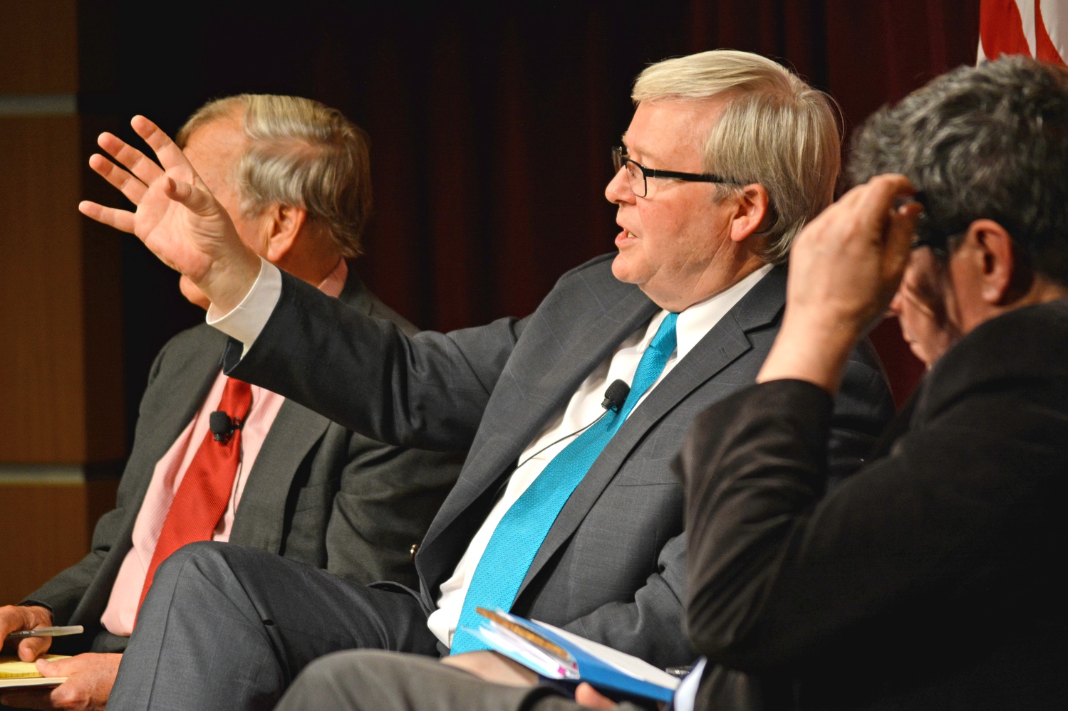 Former Australian Prime Minister Kevin M. Rudd elaborates on the need for global cooperation in an era of rising Chinese influence in response to an audience question at the Institute of Politics. 
