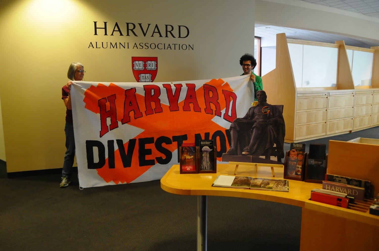 Alumni supporters of environmental activist group Divest Harvard occupied the Harvard Alumni Association on Mt. Auburn Street for just under two days.