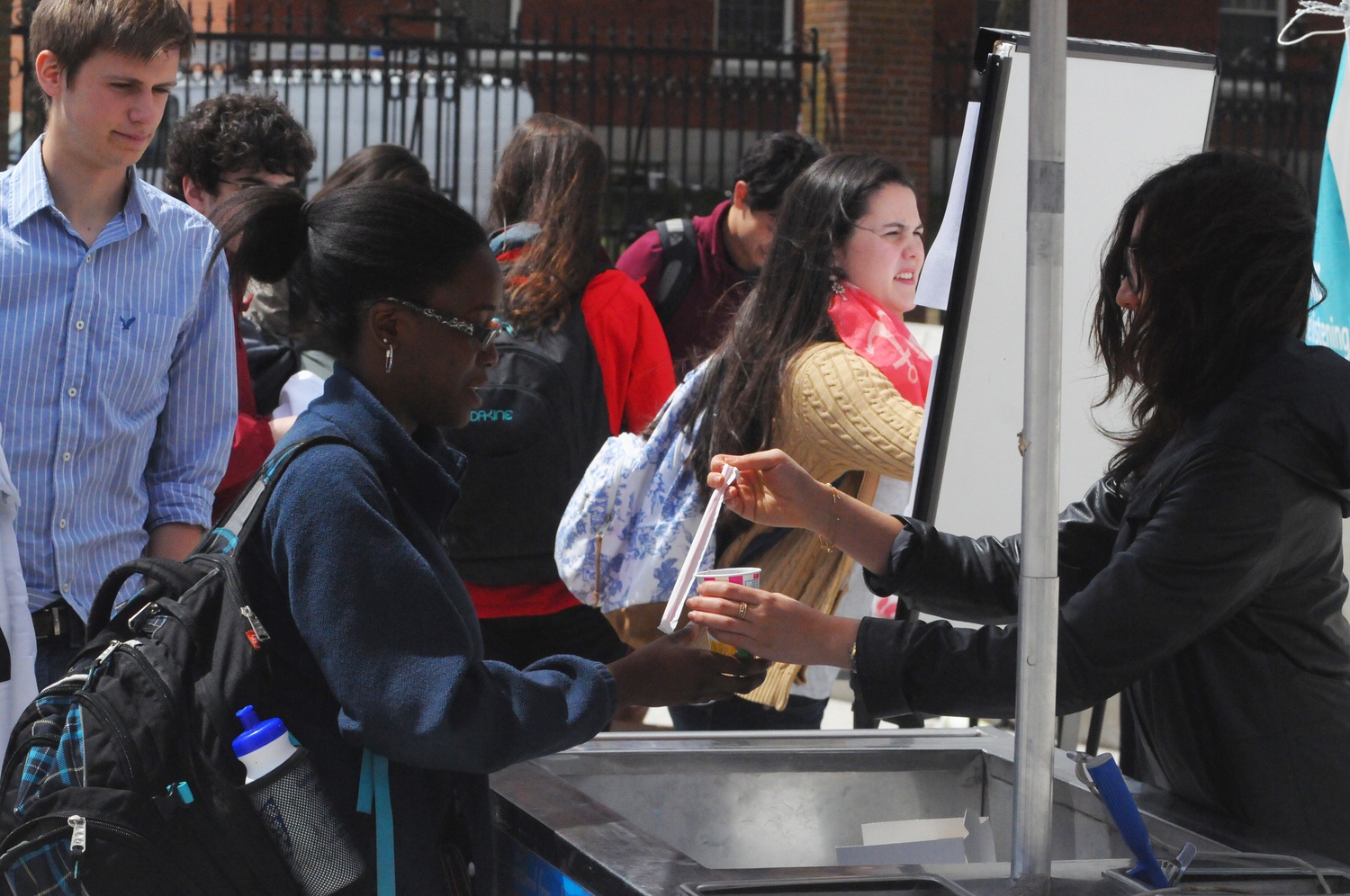 Members of the Student Mental Health Liaisons handed out free t-shirts and Italian ice in exchange for signing a pledge to, among other things, “be an advocate for mental health on our campus.” The students were stationed on the Science Center Plaza for much of Thursday.