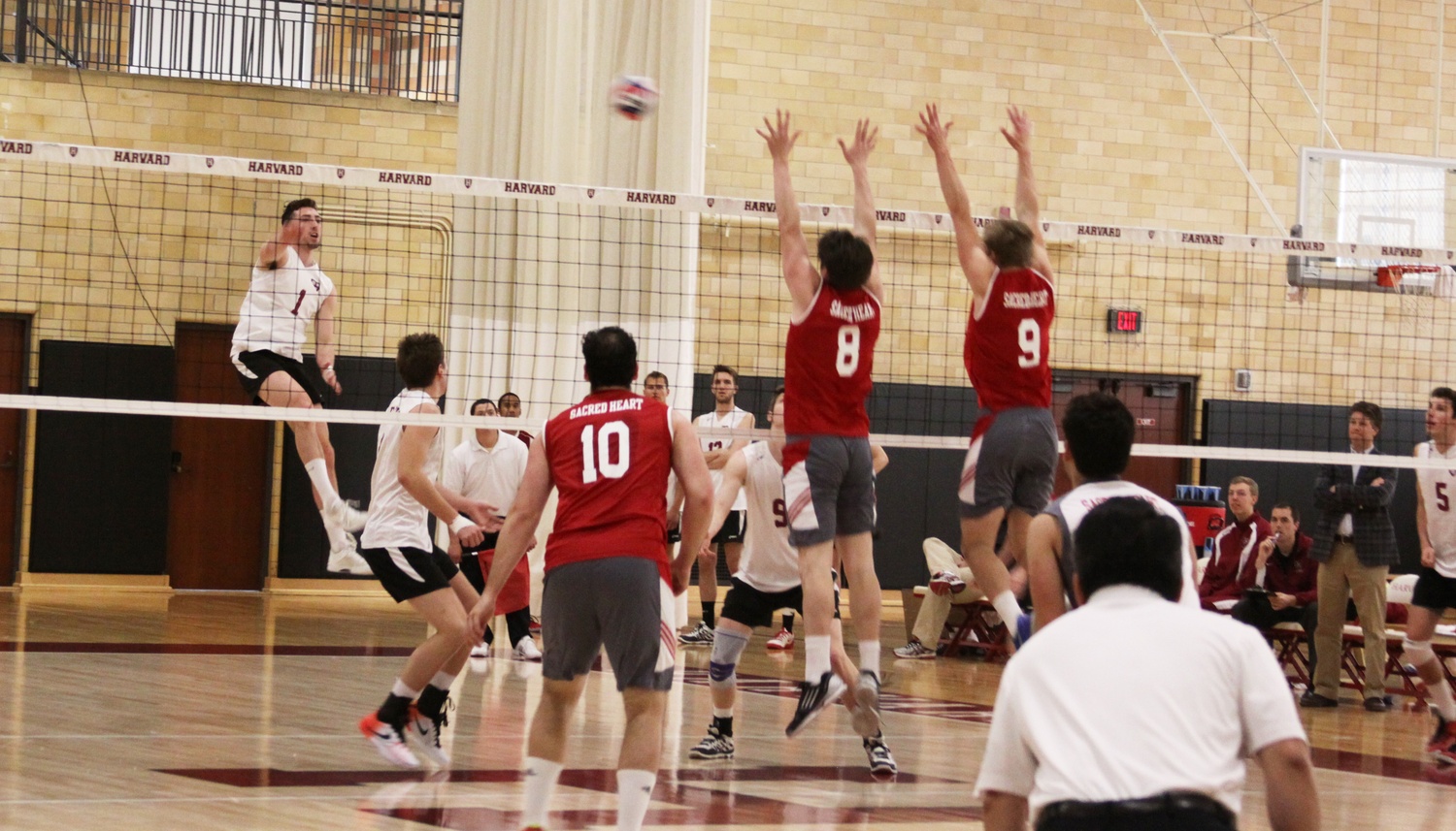 The Harvard men's volleyball team, shown in a previous contest against Sacred Heart, finished its season Wednesday after losing in the EIVA tournament to George Mason