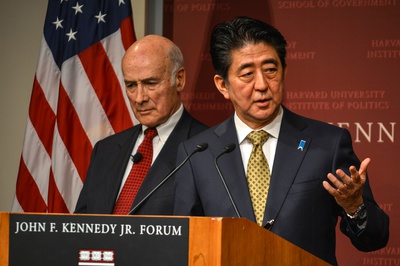 Cover image for Shinzo Abe, with Joseph S. Nye