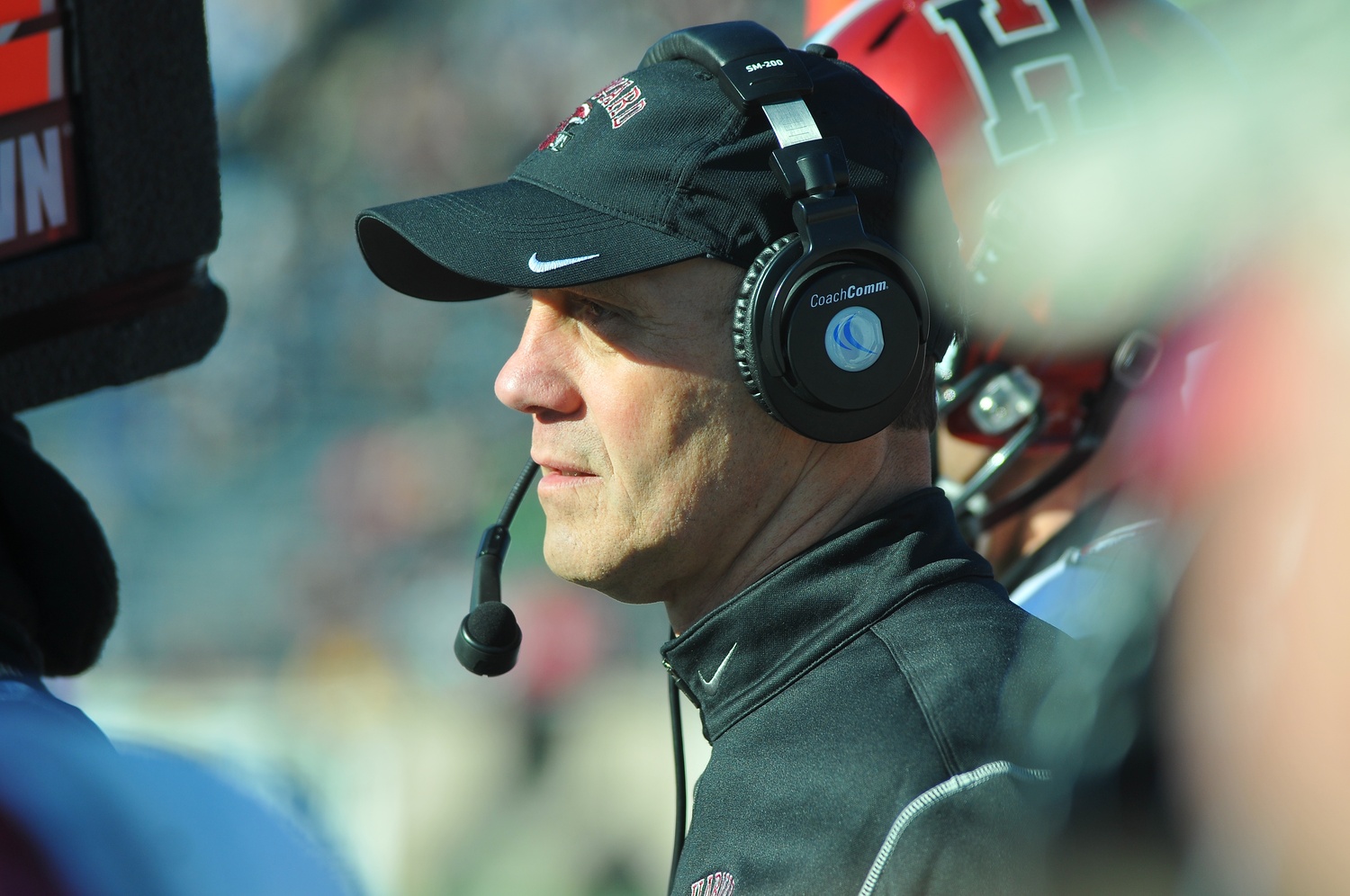 Harvard football coach Tim Murphy, shown during the Harvard-Yale game on Nov. 23, 2013, has spent 22 seasons at the helm for the Crimson.