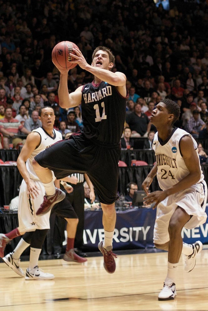 The landing of eventual Harvard co-captain Oliver McNally '12, shown in NCAA Tournament action against Vanderbilt on March 15, 2012, marks one of coach Tommy Amaker's earliest recruiting successes.