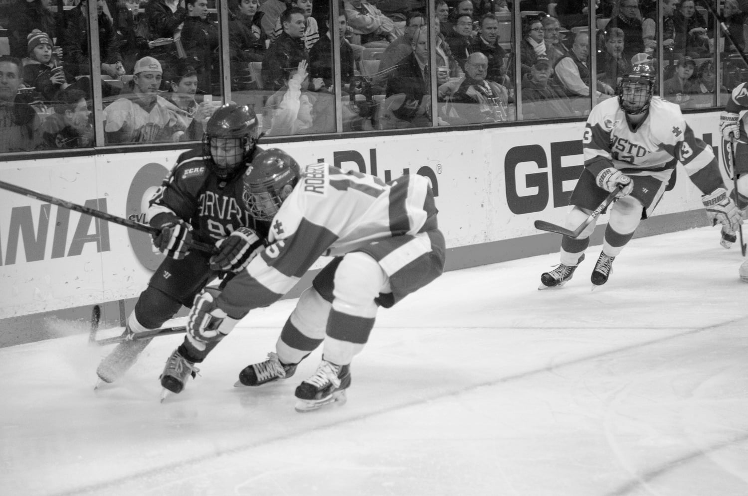 Freshman forward Jake Horton (above-left) is one of many Crimson skaters who played in the junior leagues before arriving in Cambridge. The practice allowed them to gain experience competing at a high level prior to collegiate play. 