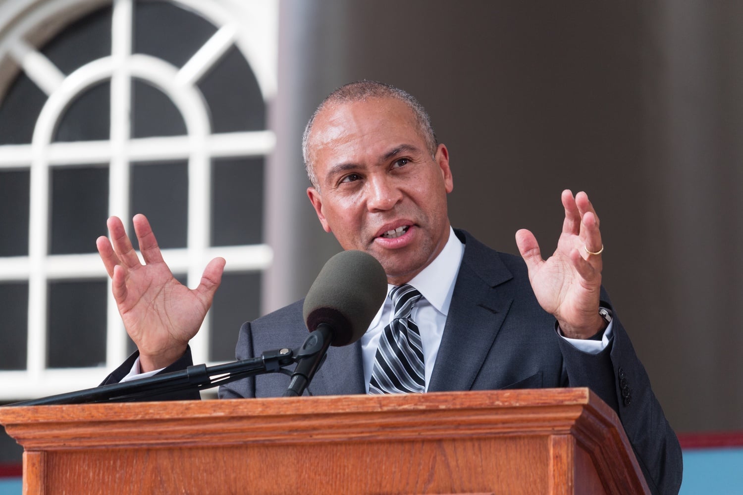 Former Massachusetts Governor Deval L. Patrick '78 speaks about activism and encourages students to feel "uneasy" about problems facing society in his  afternoon Commencement address on Thursday.