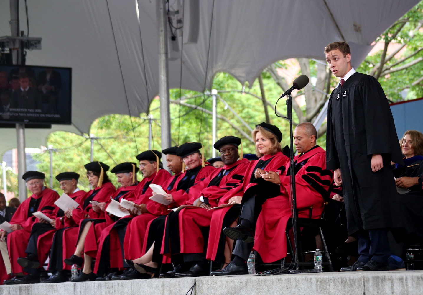 James Paul McGlone '15 wows the audience while performing the Latin Salutatory during Commencement on May 28.
