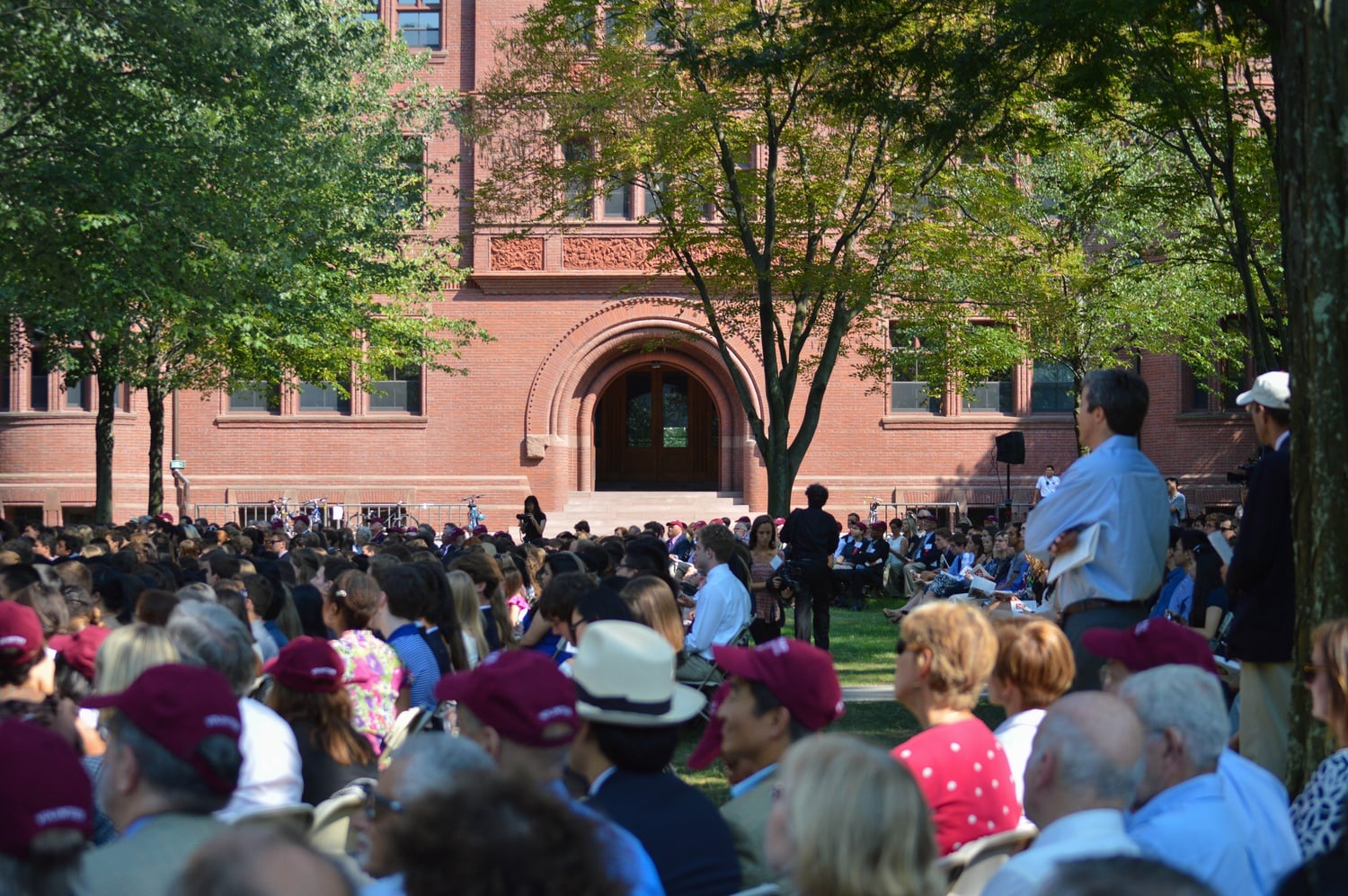 Students fill Tercentenary Theatre for Freshman Convocation.