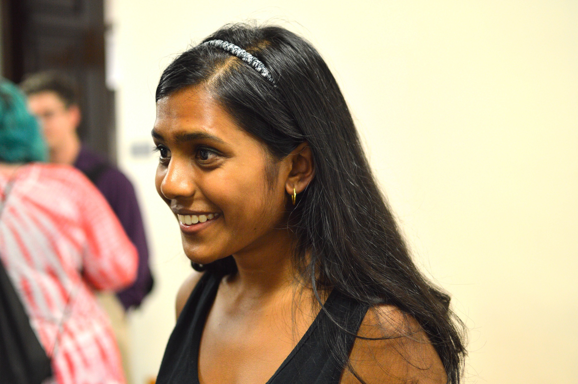 Meena K. Boppana '16, former president of HUMA, speaks after the Harvard Gender Inclusivity in Mathematics kickoff event on Monday evening featuring Cathy O’Neil and Moon Duchin ’97.