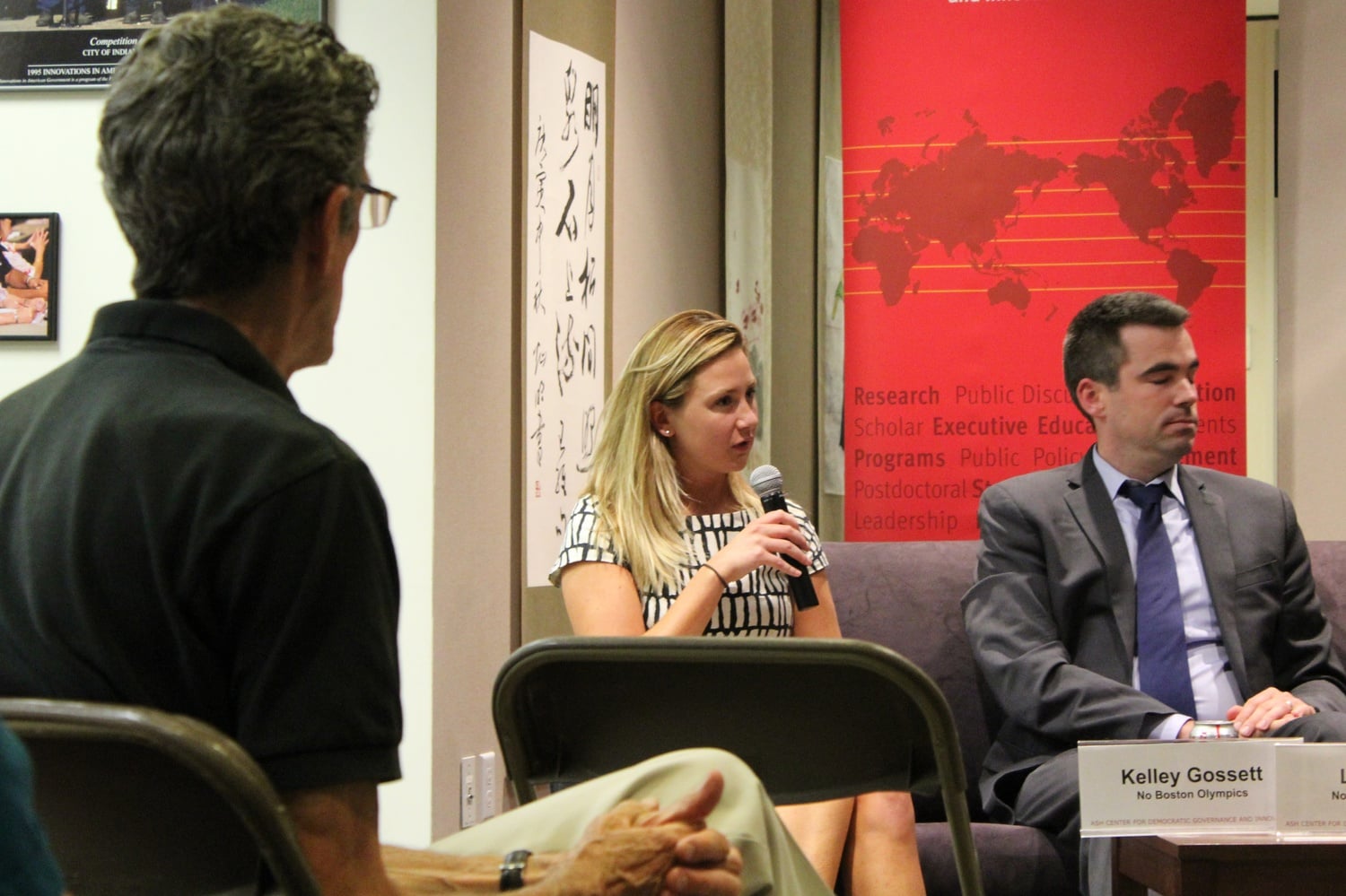 
"It's all day, all night. It's not a job it's a lifestyle," said No Boston Olympics organizer Kelley Gosset Wednesday at the HKS Ash Center for Democratic Governance. She and fellow activists Liam Kerr and Chris Dempsey discussed the importance of grassroots movements among local residents in their campaign against the 2024 Boston Olympic bid.


