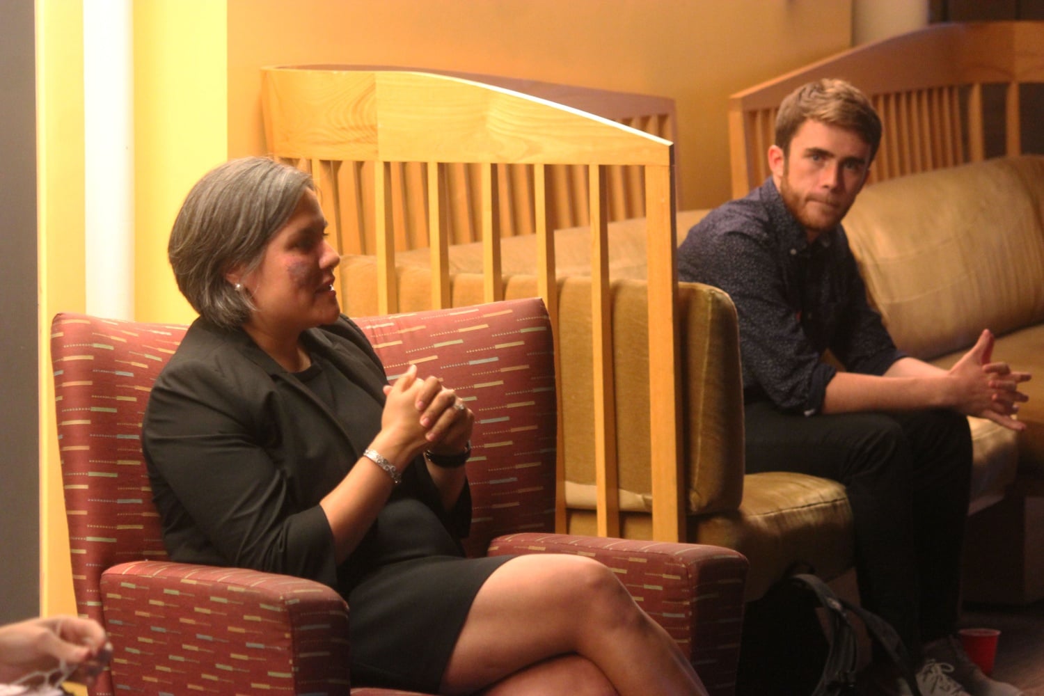 Elisa Villanueva Beard, then and current CEO of Teach for America, participates in a student discussion on diversity's place in the program and her own experiences teaching with TFA in 2015.