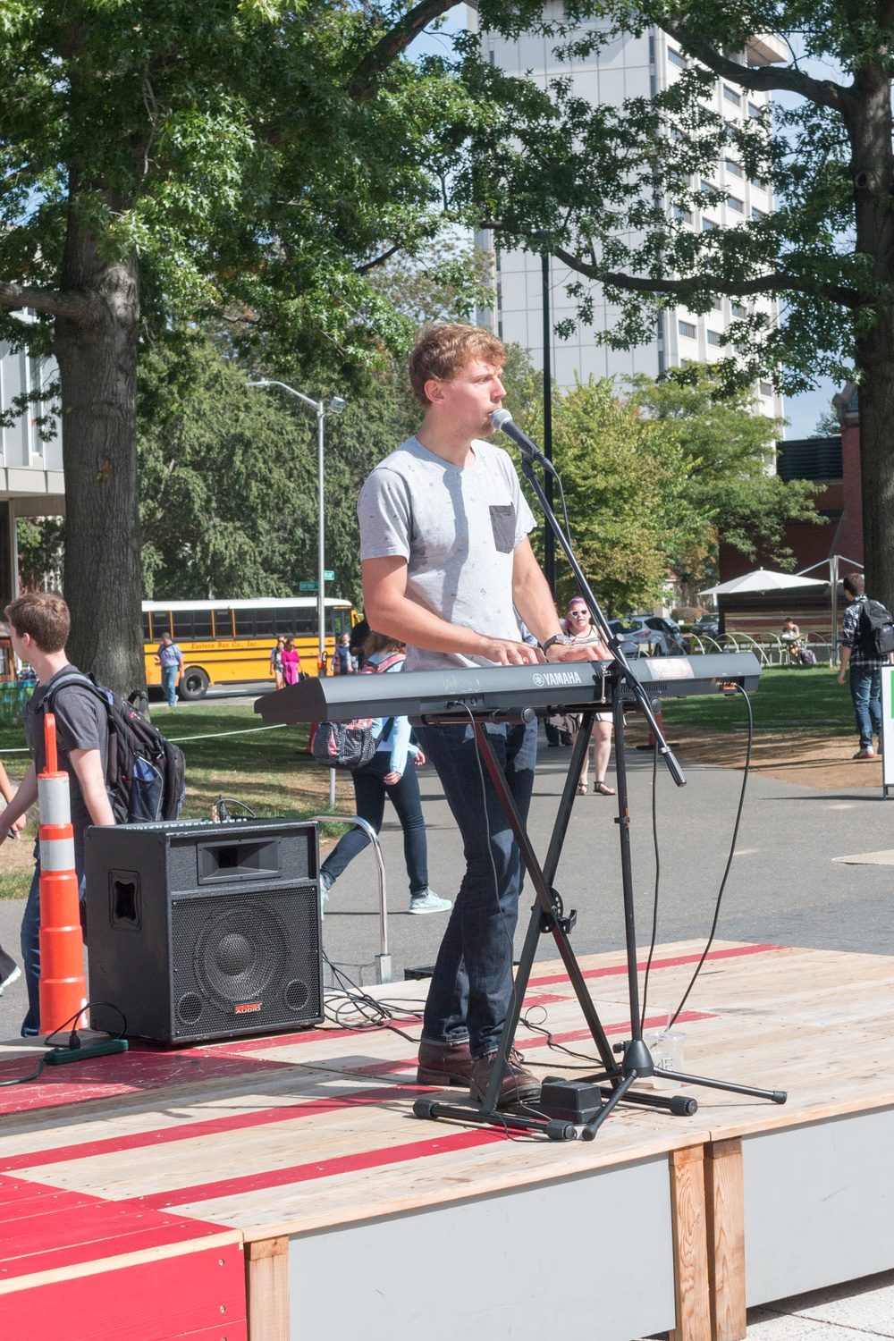 Chris Heller, a piano-based, pop singer-songwriter, performs in the Science Center plaza at noon on Tuesday, September 29, 2015.