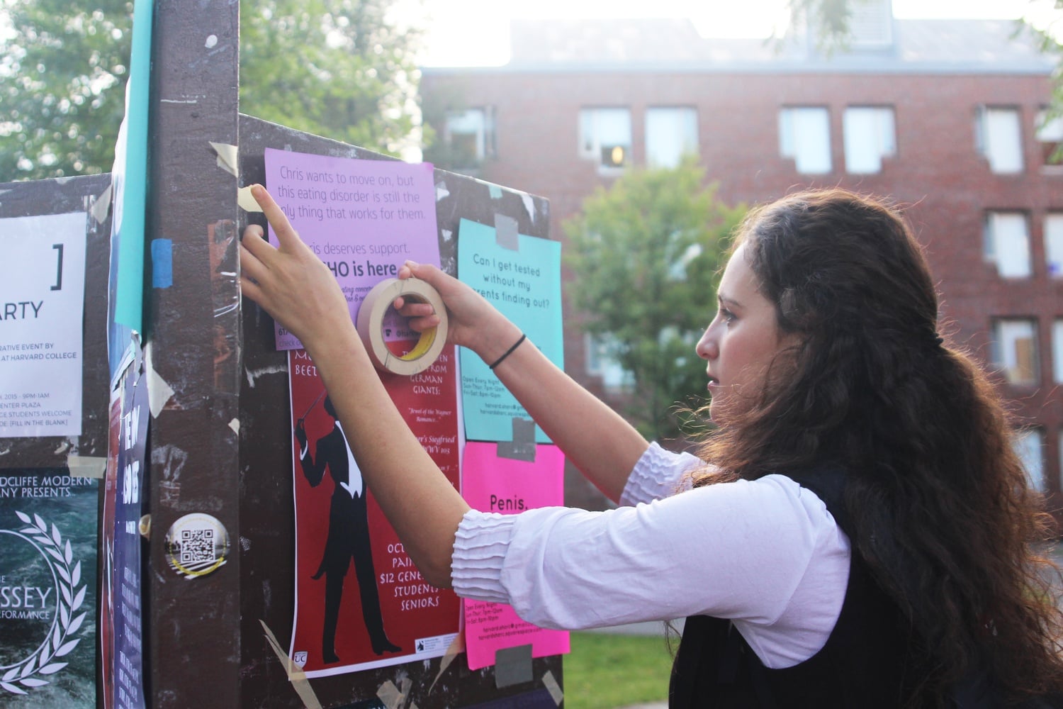 Amanda Jowell '17 posters the Yard with ECHO fliers on Monday morning. 